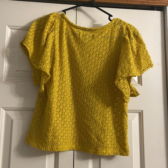 Madewell Texture & Thread Eyelet Flutter Sleeve Top. Women’s Size M - Picture 4 of 8